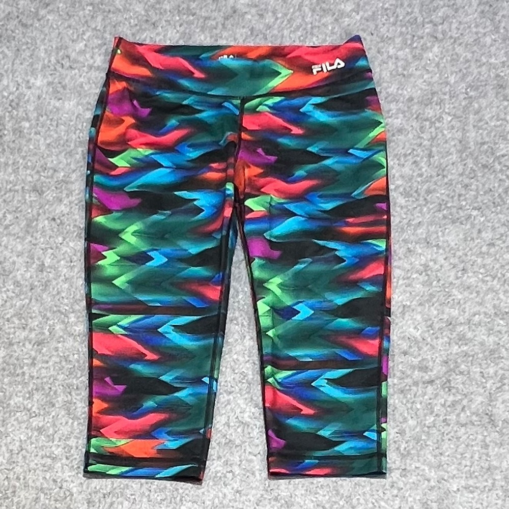 Fila Sport Running Womens‎ Small Multi Color Geometric Capri Leggings